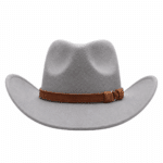 Chapeau western homme feutre gris bandeau marron (1)