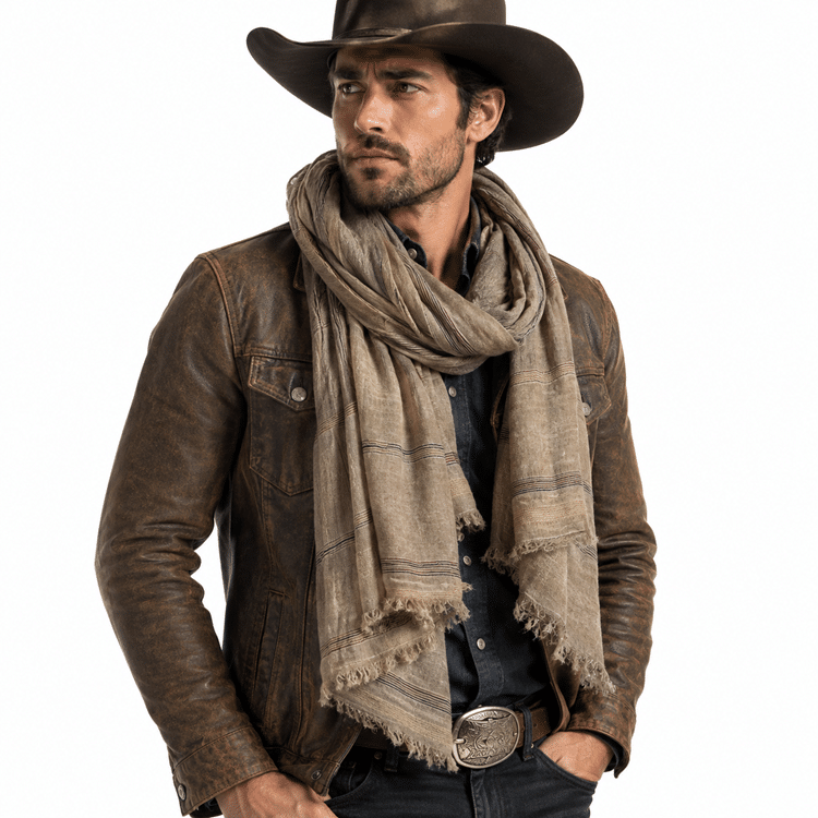 Chèche homme coton et lin à rayures vintage (4)