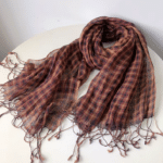 Chèche homme en lin à carreaux vintage western (2)