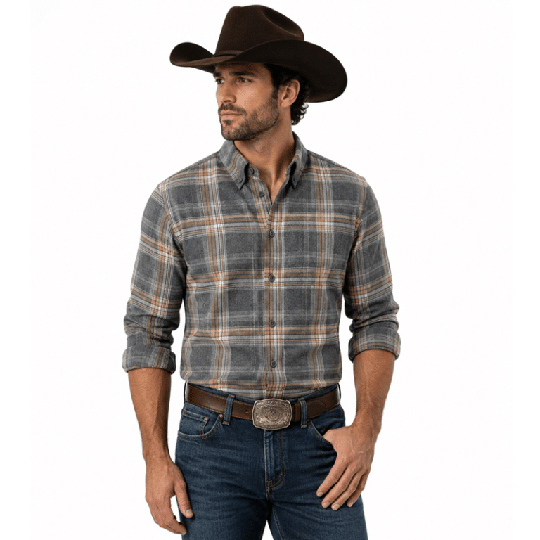Chemise cowboy homme à carreaux style bûcheron (4)