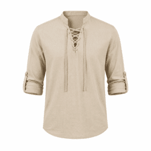 Chemise légère coton lin à lacets style western vintage