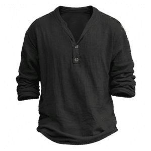 Chemise vintage homme col tunisien décontractée