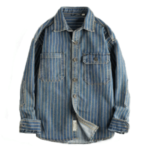 Chemise western femme coton rayée denim vintage