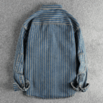 Chemise western homme coton rayée denim vintage (6)