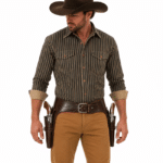 Chemise western homme coton rayée vintage (3)
