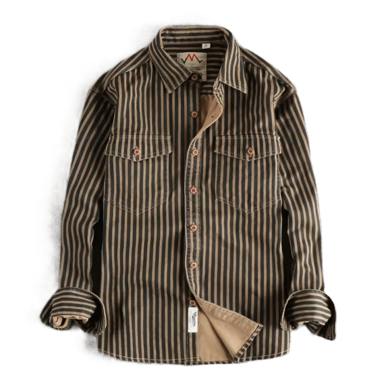 Chemise western homme coton rayée vintage (5)
