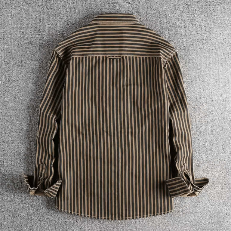 Chemise western homme coton rayée vintage (6)