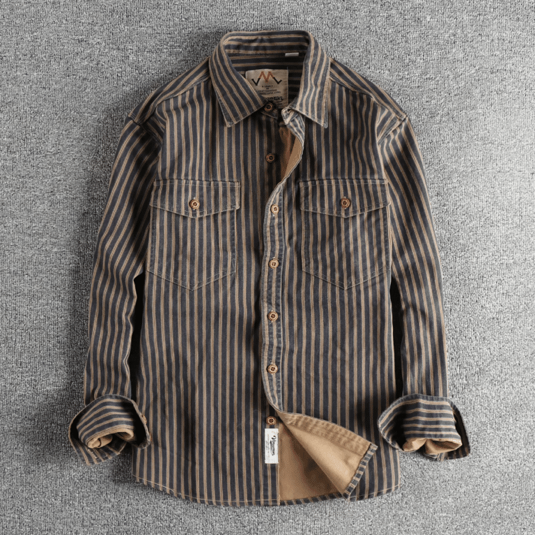 Chemise western homme coton rayée vintage (7)