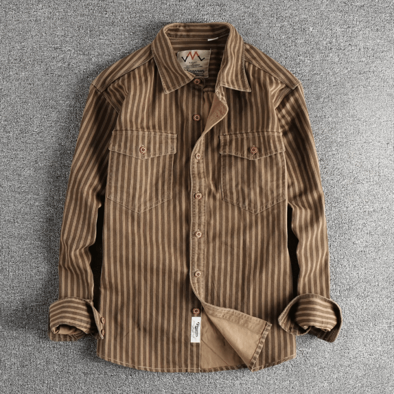 Chemise western homme coton rayée vintage (8)