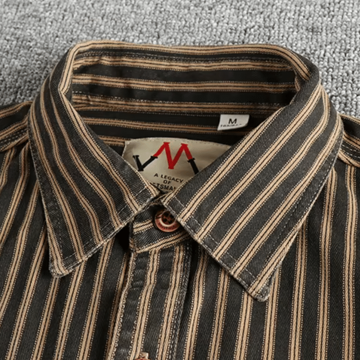 Chemise western homme coton rayée vintage (9)