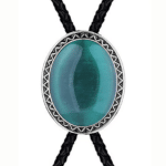 Cravate bolo cowboy cabochon ovale turquoise effet poli (2)