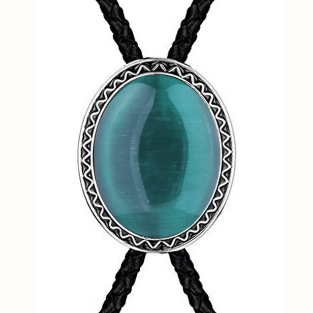 Cravate bolo cowboy cabochon ovale turquoise effet poli (2)