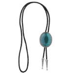 Cravate bolo cowboy cabochon ovale turquoise effet poli (4)