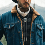 Cravate bolo cowboy tressée médaillon rosace turquoise (1)