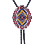 Cravate bolo cowboy tressée motif western multicolore (1)