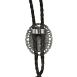 Cravate cowboy bolo tressée pierre noir ovale (2)