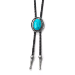Cravate cowboy bolo tressée pierre turquoise ovale (1)