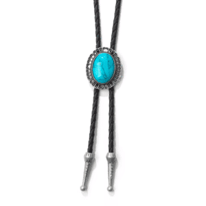 Cravate cowboy bolo tressée pierre turquoise ovale