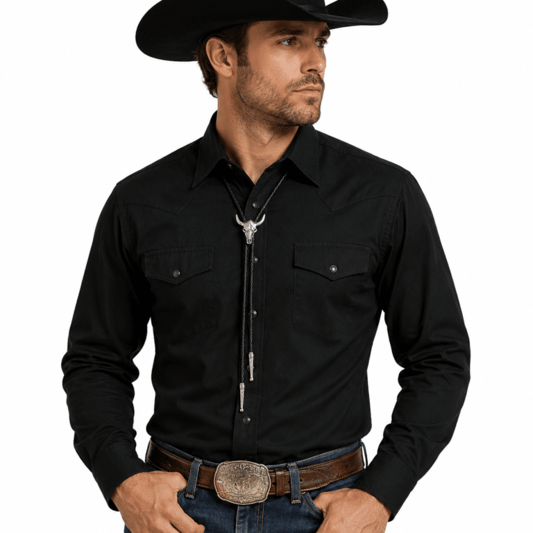 Cravate cowboy bolo tressée tête de taureau argentée (1)