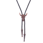 Cravate cowboy bolo tressée tête de taureau finition bronze (1)
