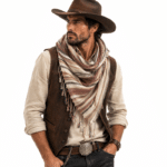 Écharpe Western Lin Coton Rayée à Franges (5)