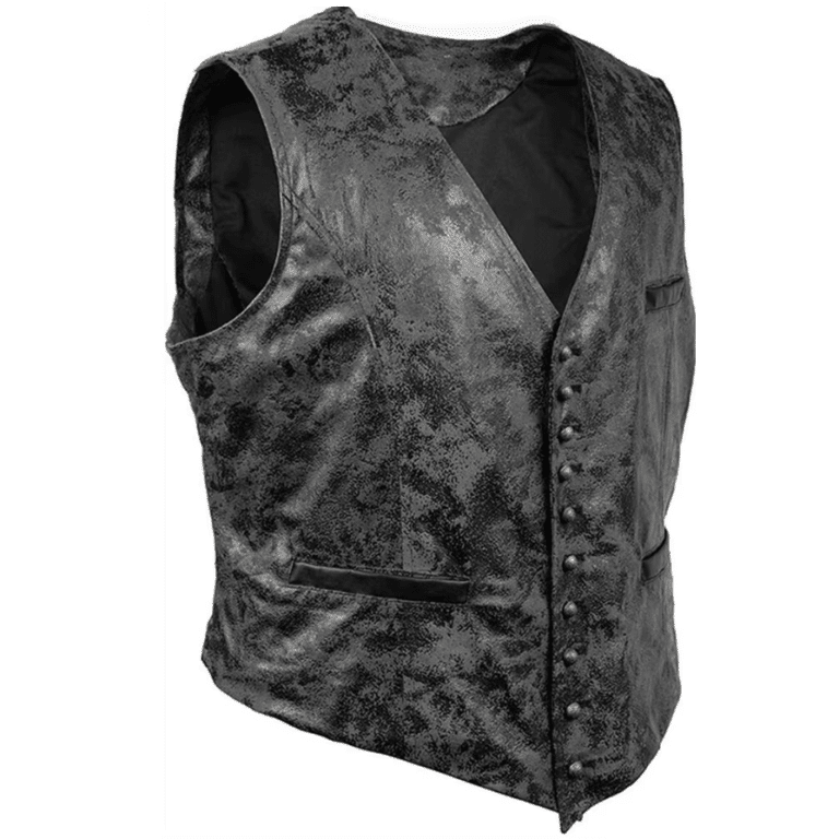 Gilet country effet cuir noir gris patiné (2)