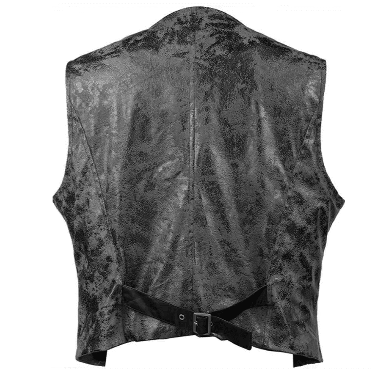 Gilet country effet cuir noir gris patiné (3)