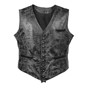 Gilet country effet cuir noir gris patiné