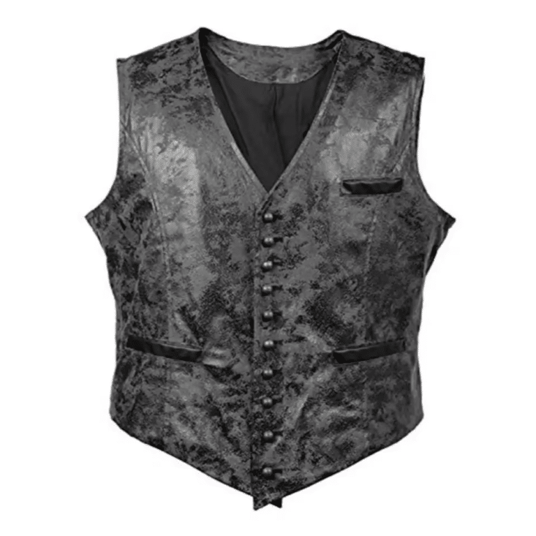 Gilet country effet cuir noir gris patiné (4)