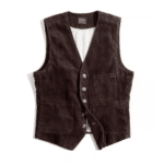 Gilet country homme en velours côtelé marron vintage (2)