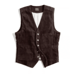 Gilet femme velours de coton western marron androgyne