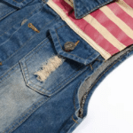Gilet en jean sans manche motif drapeau Américain (1)