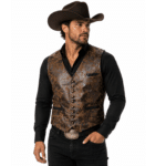 Gilet sans manche effet cuir patiné Cow-boy (1)