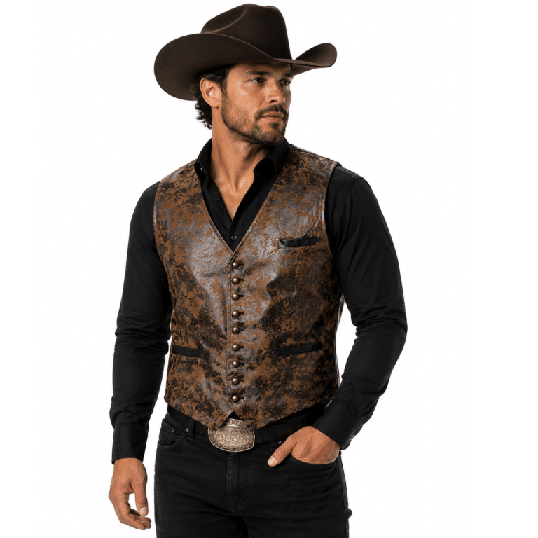 Gilet sans manche effet cuir patiné Cow-boy (1)