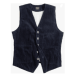 Gilet sans manches homme bleu nuit effet velours côtelé rétro (2)