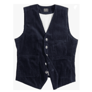 Gilet sans manches homme bleu nuit effet velours côtelé rétro