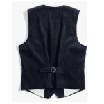 Gilet sans manches homme bleu nuit effet velours côtelé rétro (3)