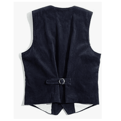 Gilet sans manches homme bleu nuit effet velours côtelé rétro (3)