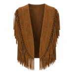 Gilet western franges marron épaules effet daim (7)