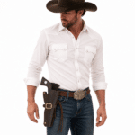 Holster cuir buffle ceinturé style cowboy