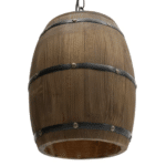 Lustre Suspension Vintage Tonneau en Bois et Cerclage Métal (5)