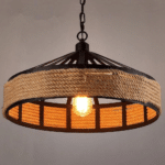 Lustre suspension vintage Corde et Métal Noir (2)