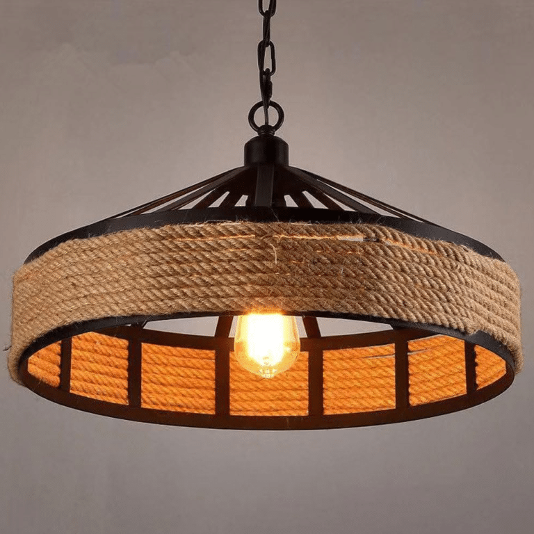 Lustre suspension vintage Corde et Métal Noir (2)