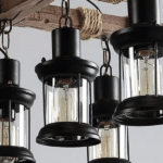 Lustre suspension vintage bois & corde de chanvre (3)