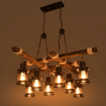 Lustre suspension vintage bois & corde de chanvre (6)
