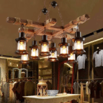 Lustre suspension vintage bois & corde de chanvre (7)