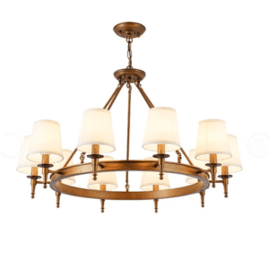Lustre western circulaire à abat-jour tissu