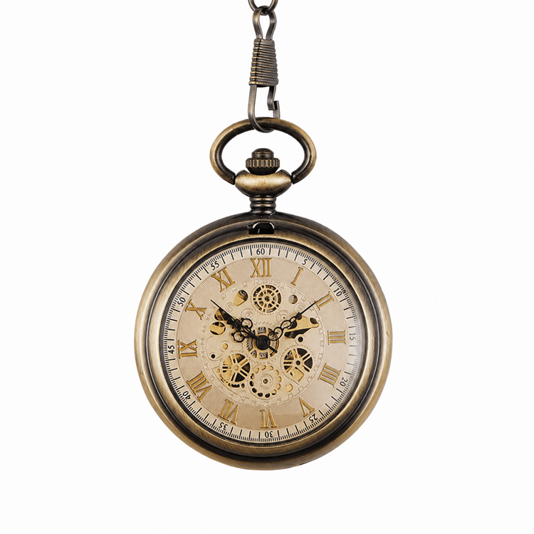 Montre à Gousset Rétro Mécanisme Visible Couleur Laiton (3)