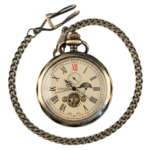 Montre à gousset automatique en acier inoxydable style western (1)