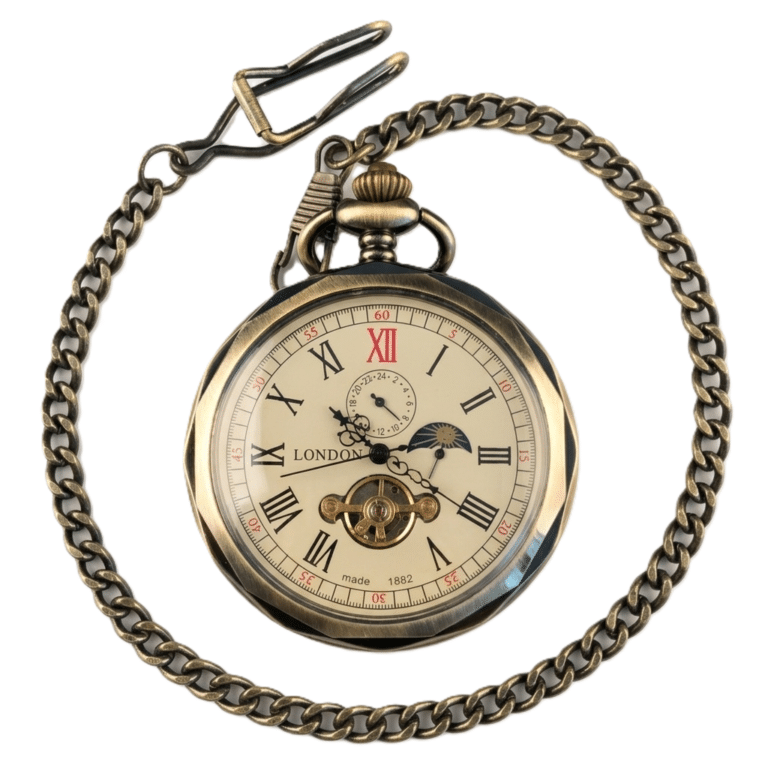 Montre à gousset automatique en acier inoxydable style western (1)